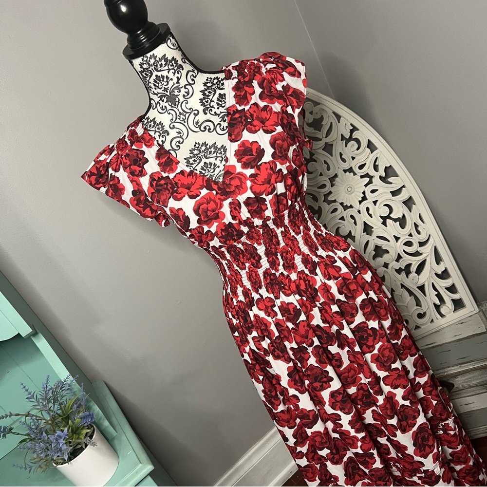 Wayward Fancies Ruffle Sleeve Floral Midi Dress Size Small Boho Cottage Core - Picture 2 of 14